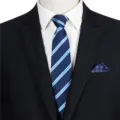 Men's Classic Blue Striped Business Necktie Set with Pocket Square for Formal Suit Wear - STJ124