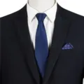 Men business formal suit necktie set with solid blue tie and pocket square for wedding office work - STJ125