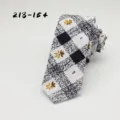 Retro cotton printed necktie for men, stylish minimalist tie for party and daily wear. - Grid and Floral