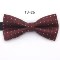 Burgundy formal bow tie with white cross pattern for men and women wedding business wear. - TJ26 Wine Red Cross Pattern