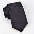 Klassische schwarze Paisley Jacquard Krawatte für Herren, eleganter spitzer Polyester Schlips. - A62