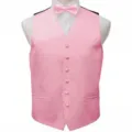 Herren rosa Anzugweste und Fliege Set schlanke Weste fur Party Hochzeit formelle Kleidung Ansicht - S / Set (Rosa)