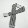 Men's black and white striped knitted flat-end tie, stylish casual business necktie. - Black & White Striped