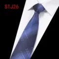 Men's blue plaid jacquard necktie for business formal wear and wedding party accessory - Blue Plaid (STJ26)