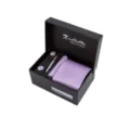 Paarse geruite stropdas cadeauset met manchetknoppen en dasclip voor heren mode set - K63
