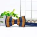 Stylish blue and yellow striped knitted bow tie for men, perfect for casual and business wear. - Blue and Yellow Dual-Color Stripes (ZZLJ16)