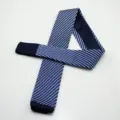 Men knitted flat tip necktie blue white striped neckwear formal business fashion accessory - Blue Black White Diamond Stripe