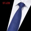 Men's blue jacquard business formal tie wedding party shirt accessory variant. - Deep Blue Geometric Dark Pattern (STJ28)