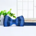 Blue knitted bow tie variant, stylish tie-dye printed polyester silk neckwear for men. - Blue Tie-Dye Gradient (ZZLJ19)
