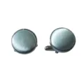 Silberblaue Satin Manschettenknopfe fur Herren, runde Eisen Business Hemd Knoepfe. - CK04 Silber