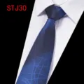 Men's business formal jacquard silk tie classic blue pattern wedding shirt accessory - Blue Geometric Lines (STJ30)