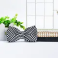 Classic black and white houndstooth bow tie for men, stylish pattern shirt collar accessory. - Classic Black and White Houndstooth (ZZLJ20)