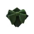 Dunkelgrüne Samt Fliege und Einstecktuch Set für Herren, elegante Gentleman Accessoires. - Grasgrün