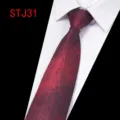 Men retro red jacquard tie business formal necktie for wedding party shirt accessories sku - Red Base Black Lines (STJ31)