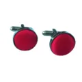 Men's round satin cufflinks in vibrant red, perfect for business shirts and suits. - CK24 Rose Red