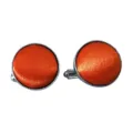 Round orange satin cufflinks for men, stylish metal edge buttons for business shirts and suits. - CK26 Orange