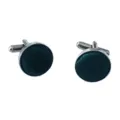 Men's round green satin cufflinks for business suit shirt, stylish metal base metal link accessories. - CK31 Dark Green