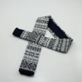 Men's knit tie variant, stylish blue and grey Nordic geometric jacquard flat-tip design. - Dark Blue Gray Diamond Jacquard