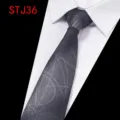 Men business formal dark grey jacquard tie, classic wedding party necktie accessory. - Dark Gray Jacquard (STJ36)