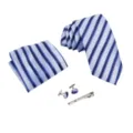 Set Corbata Rayada Azul Hombre Accesorios Traje Formal Negocios Corbata Pañuelo Gemelos - Rayas azules y blancas