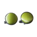 Round green satin cufflinks for men, stylish metal frame business shirt suit accessories. - CK18 Lemon Yellow