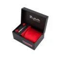 Coffret Cadeau Cravate Rouge Homme Affaires Formel avec Boutons de Manchette et Boîte - N5