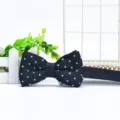 Men's black knitted bow tie with white pattern, classic dmodish bowknot for formal suit wear. - Black with White Dots and V-Pattern (ZZLJ27)