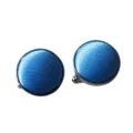Blue satin round cufflinks for men, elegant metal base business shirt suit accessories. - CK19 Sky Blue
