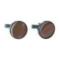 Classic round brown satin fabric cufflinks for men business suit shirts accessory stylish - CK22 Champagne