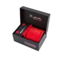 Coffret Cadeau de Cravate Paisley Rouge pour Homme Accessoires Formels d'Affaires Pochette - S01