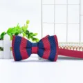 Knitted red and blue striped bow tie for men, stylish classic neckwear variant in stock. - Red and Blue Colorblock (ZZLJ29)