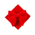 Set papillon e fazzquetto da taschino in velluto rosso, accessorio elegante uomo. - Rosso Brillante