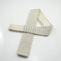 Men knitted tie flat bottom beige black dot pattern fashion casual necktie style sku - Beige Black Diamond