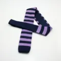Men's navy blue and purple striped knitted tie, classic flat-head casual neckwear accessory. - Dark Blue Purple Stripe