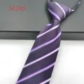 Men's purple striped zipper tie, classic jacquard business wedding shirt accessory. - Purple Striped (STJ43)