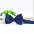 Men's Navy Blue Knitted Bow Tie with Pink Dot Pattern Stylish Wedding Formal Neckwear - Dark Blue with Pink Heart Print (ZZLJ32)