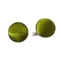 Round satin cufflinks in vibrant green, perfect for men's business dress shirts and suits. - CK14 Medium Green