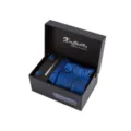 Coffret cravate homme bleu motif cachemire costume d'affaires pochette boutons manchette - S11