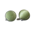Men's green satin round cufflinks business shirt suit metal button accessories stylish. - CK33 Green