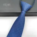 Men blue zipper tie jacquard retro geometric pattern formal business wedding shirt necktie - Blue Greek Key Pattern (STJ45)