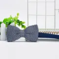 Blue and white knitted bow tie for men, classic wedding groom shirt accessory variant. - Blue and White Mixed Weave (ZZLJ33)