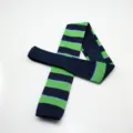 Men's blue green striped knitted flat-tip tie, stylish casual business neckwear accessory. - Blue Green Light Blue Stripe