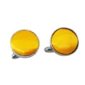 Yellow satin round cufflinks for men's business dress shirts and suits accessory - CK08 Golden Yellow