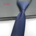 Dark blue business zipper tie, classic textured jacquard polyester necktie for men. - Deep Blue Zipper (STJ47)