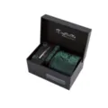 Coffret Cadeau Cravate Paisley Verte Homme avec Boutons de Manchette Pince a Cravatte - S31