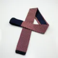 Men's knitted flat-ended necktie, red white and blue diagonal stripes fashion variant. - Red White and Blue Diagonal