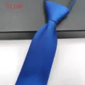 Blue zipper tie for men business formal wear polyester silk jacquard wedding party - Blue Narrow Zipper (STJ48)