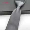 Grey textured necktie for men business formal wear, jacquard woven polyester fabric accessory. - Gray Jacquard Zipper (STJ49)