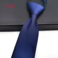 Men blue zipper necktie business formal polyester jacquard wedding party shirt accessory - Blue Jacquard Zipper (STJ50)