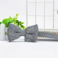 Grey knitted dot bow tie for men, stylish accessory for formal shirts and business suits. - Grey with White Dots (ZZLJ38)